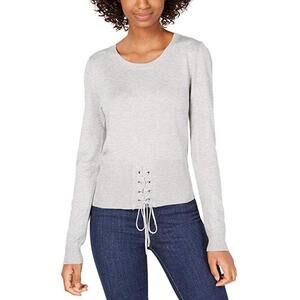 Hooked Up By Iot Juniors Crew Neck Lace Up Sweater Size L